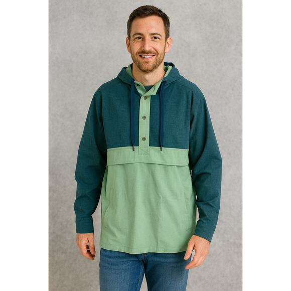 Marmot XXL Pullover Hoodie Green Blue Colorblock Outdoor Lightweight Hiking - Picture 1 of 10